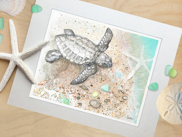 Sea Turtle Art Prints, Beach Art, Coastal Wall Art, Beach Prints