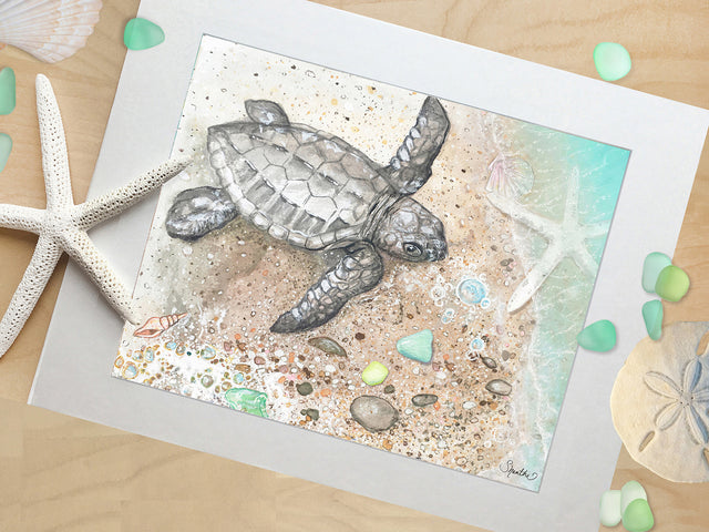 Sea Turtle Art Prints, Beach Art, Coastal Wall Art, Beach Prints