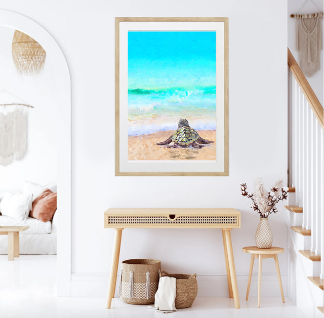 sea turtle art print, coastal living room decor, beach prints, coastal wall art, beach wall art, beach living room