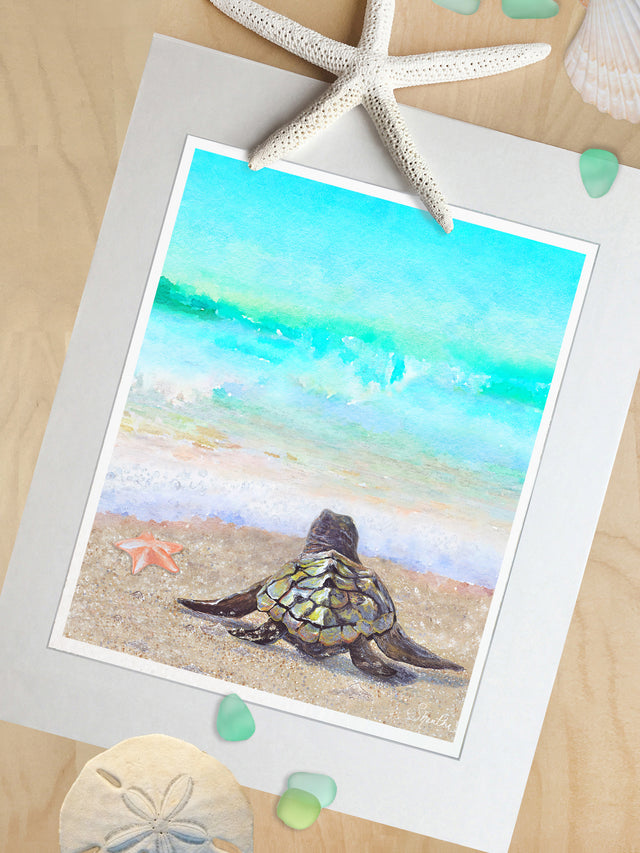 sea turtle beach art, beach bathroom art