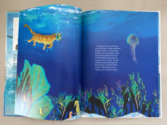 cute jellyfish, bedtime stories, swimming cat, seacat