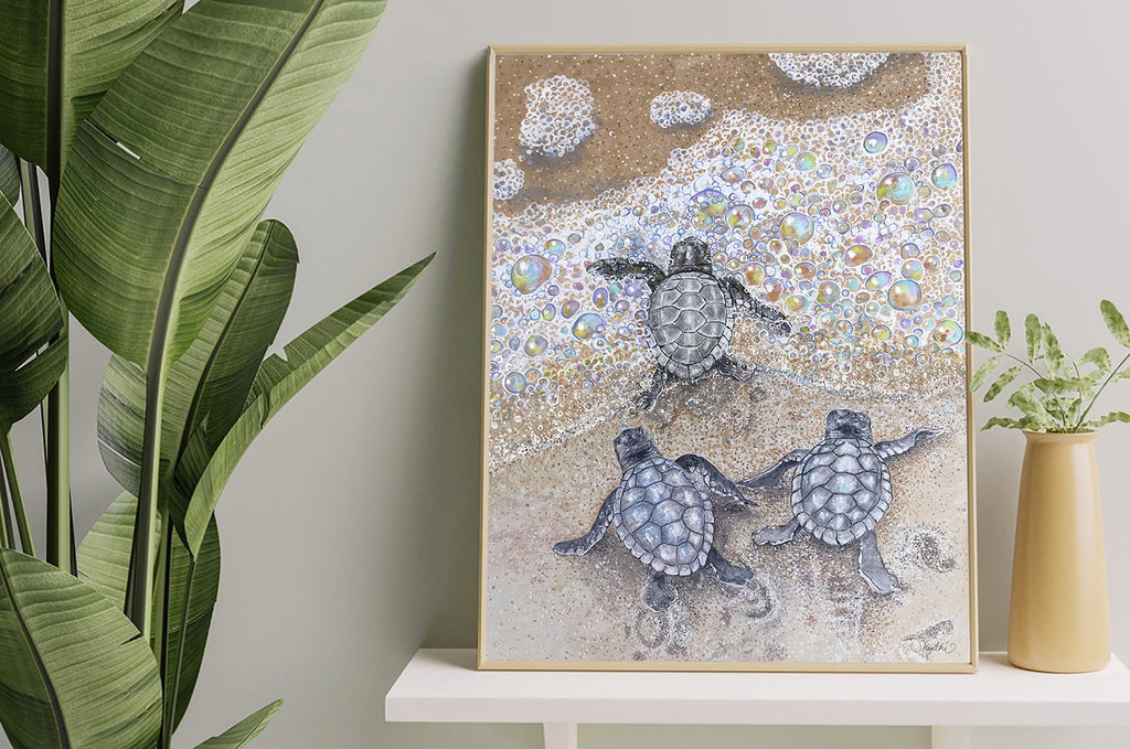 Sea Turtle Wall Art, Sea Turtle Prints, Beach Bathroom Art, Turtle