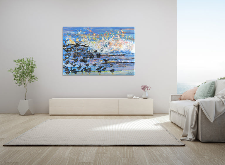 shanthi thiruppathi, amazing art, birds wall decor, best art, beautiful art, wave painting, beach hotel design, Amazing paintings, waves crashing, impressionist landscape, design hotels,