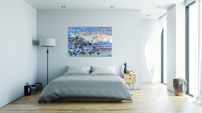shanthi thiruppathi, amazing art, birds wall decor, best art, beautiful art, wave painting, beach hotel design, Amazing paintings, waves crashing, impressionist landscape, design hotels,