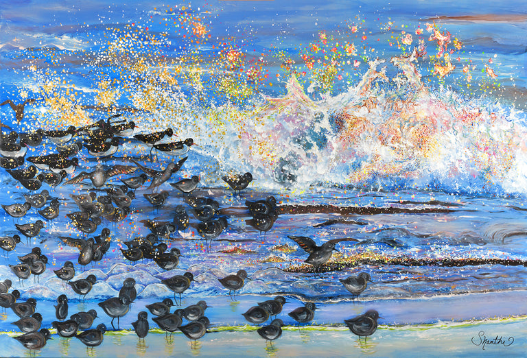 shanthi thiruppathi, amazing art, birds wall decor, best art, beautiful art, wave painting, beach hotel design, Amazing paintings, waves crashing, impressionist landscape, design hotels,