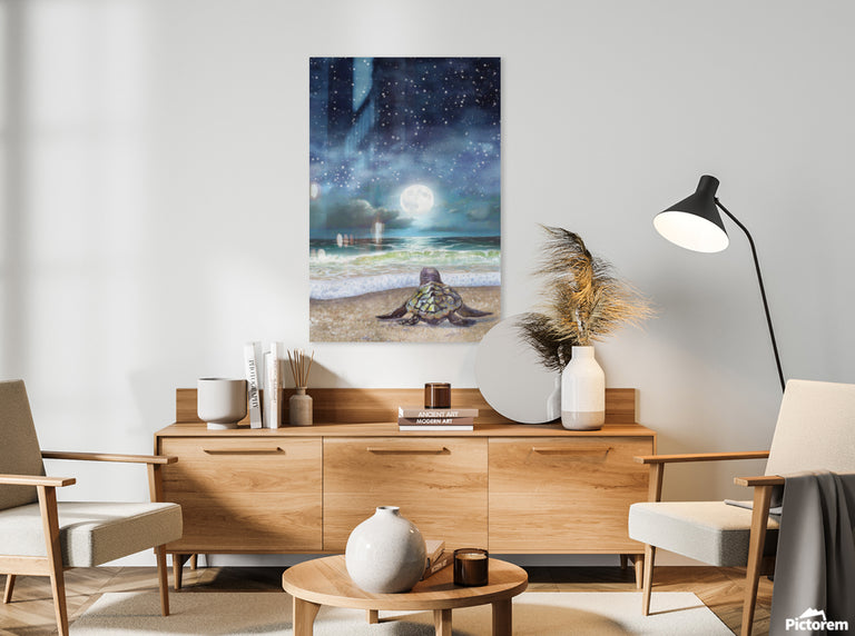Moonlight Sea Turtle (Metal Print)