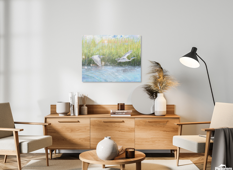 Marsh Herons Fly (Metal Print)