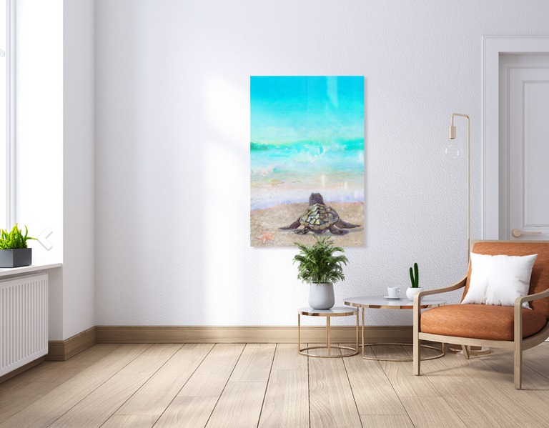 Tropical Sea Turtle (Metal Print)