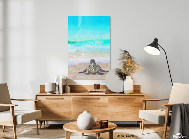Tropical Sea Turtle (Metal Print)