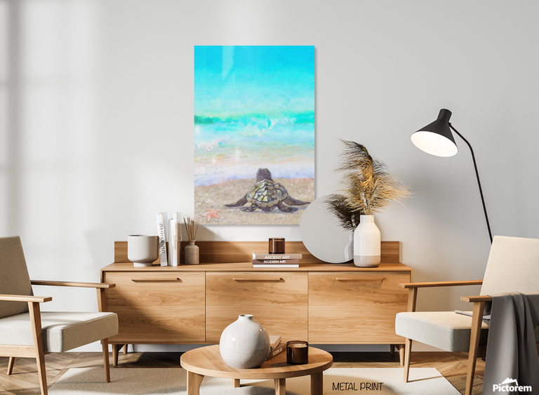 Tropical Sea Turtle (Metal Print)