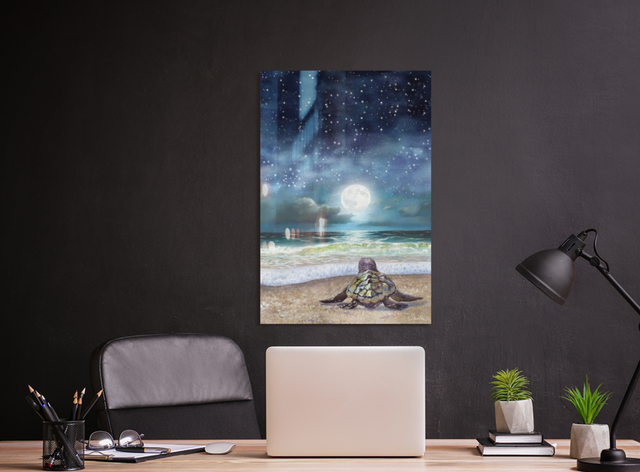Moonlight Sea Turtle (Metal Print)