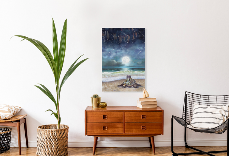 Moonlight Sea Turtle (Metal Print)