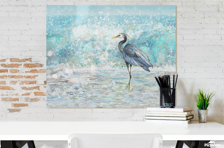 Heron Splash (Metal Print)