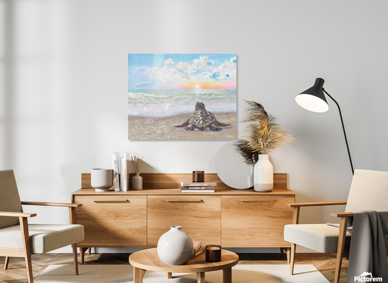 Turtle Sunrise Morning (Metal Print)