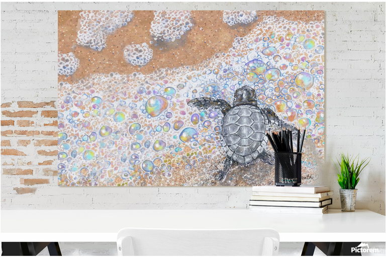 Bubble Path One Turtle (Metal Print)