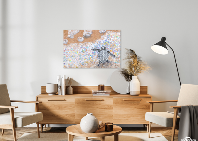 Bubble Path One Turtle (Metal Print)