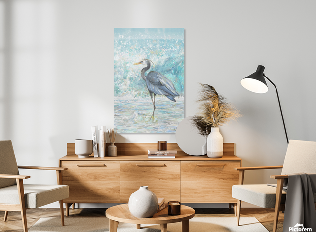 Heron Splash Vertical (Metal Print)
