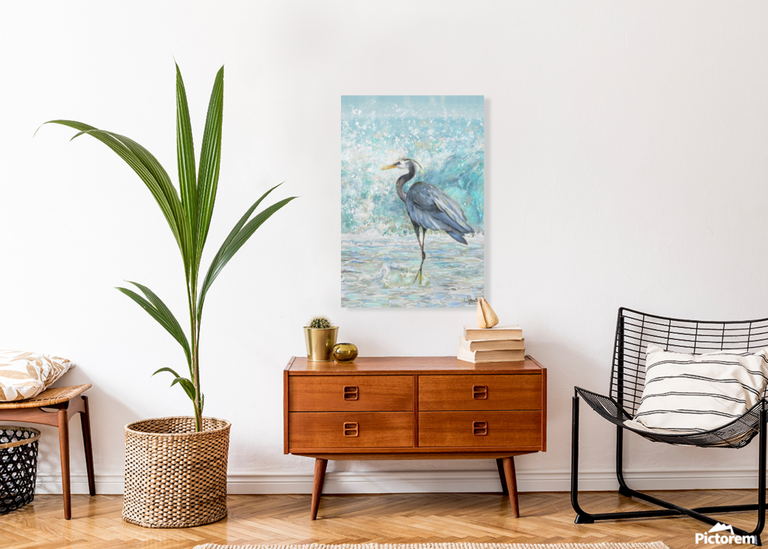 Heron Splash Vertical (Metal Print)