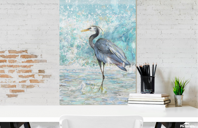 Heron Splash Vertical (Metal Print)