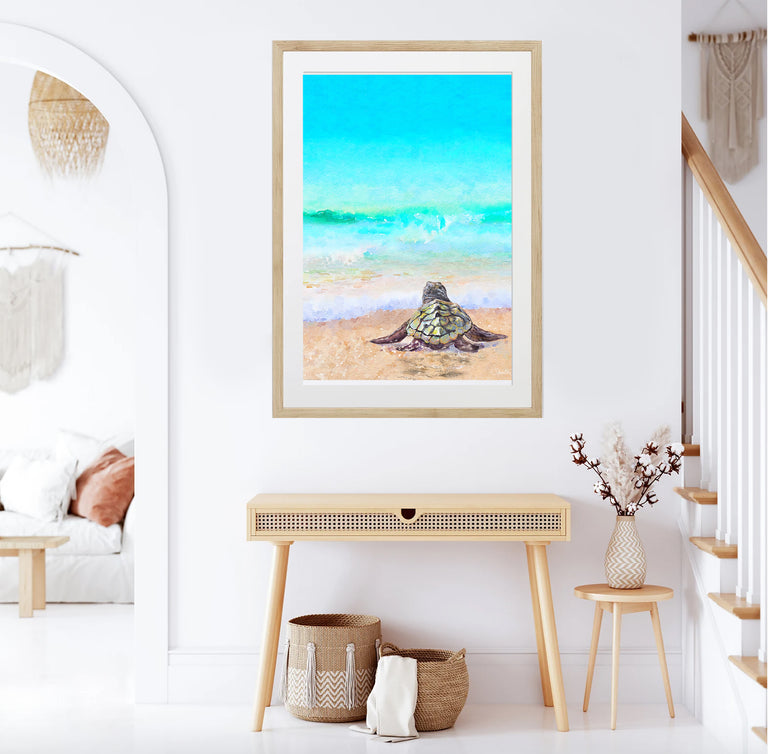 sea turtle art print, coastal living room decor, beach prints, coastal wall art, beach wall art, beach living room