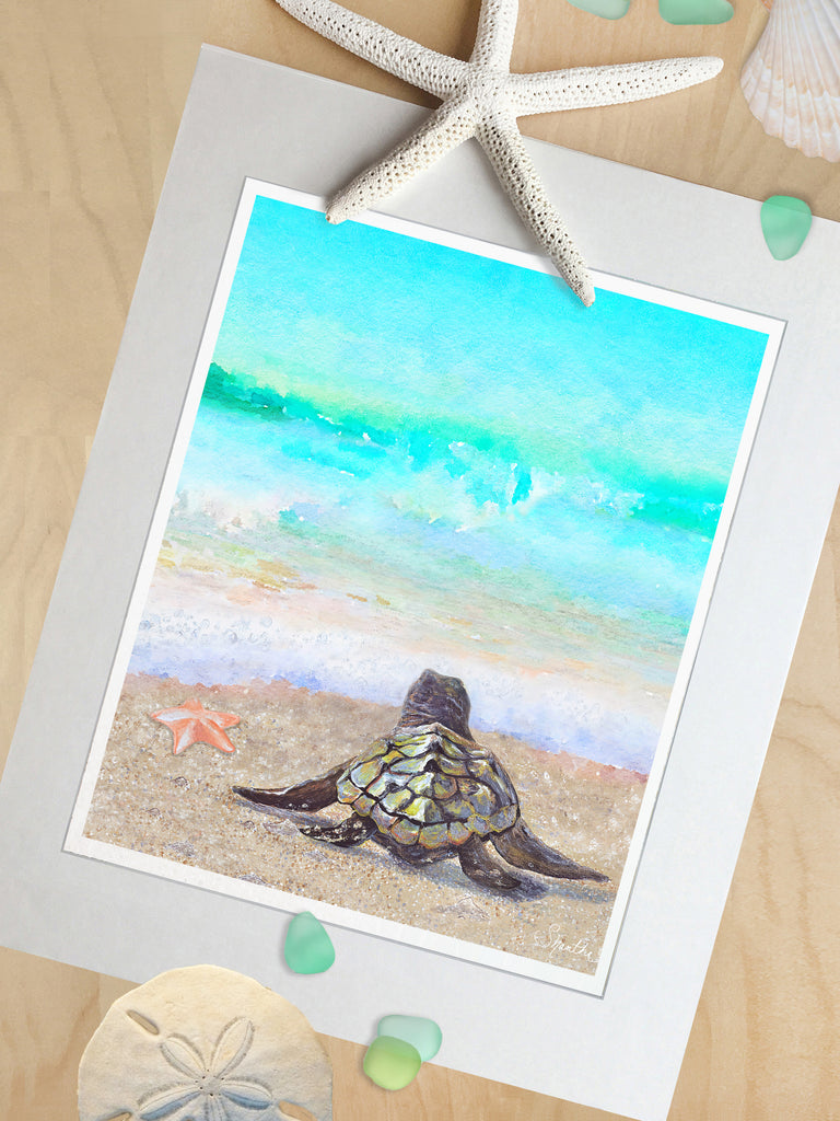 sea turtle beach art, beach bathroom art