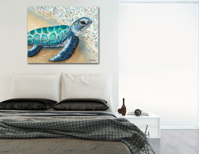 sea turtle prints, painted turtle, green sea turtle, baby sea turtles, kids room beach decor, sea turtle home decor, canvas nursery pictures