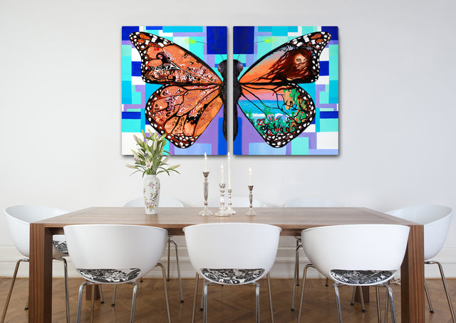 art psychology, psychologist office decor, psychology gifts, interior design psychology, butterfly art, butterfly painting, set of two canvas prints,